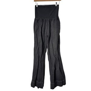 Meo Meli Acid Wash Charcoal Gray Wide Leg Flax Blend Pants Womens One Size